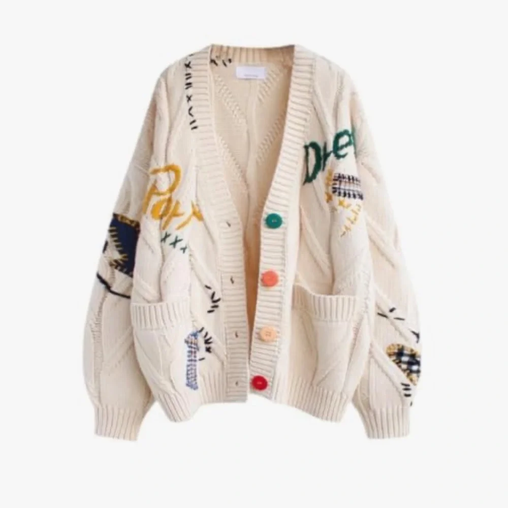 Amazon Cream Cardigan with Multicolor Buttons - Picture 4 of 4